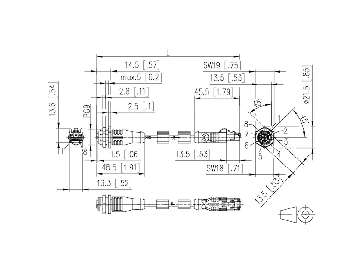 METZ CONNECT Verbindungsleitung M12 BU-RJ45 ST, 8-pol X-kodiert, gerade-gerade, 10 m