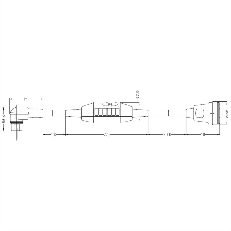 BACHMANN PRCD-S Lg: 3.15m 230V 16A 30mA, Earthing contact extension H07RN-F 3G1.5mm