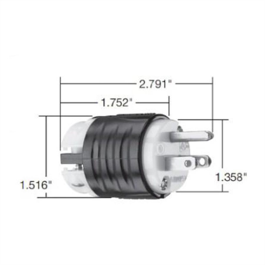 BACHMANN USA - Plug, 2-pole, 3-wire, 15A/125V, black
