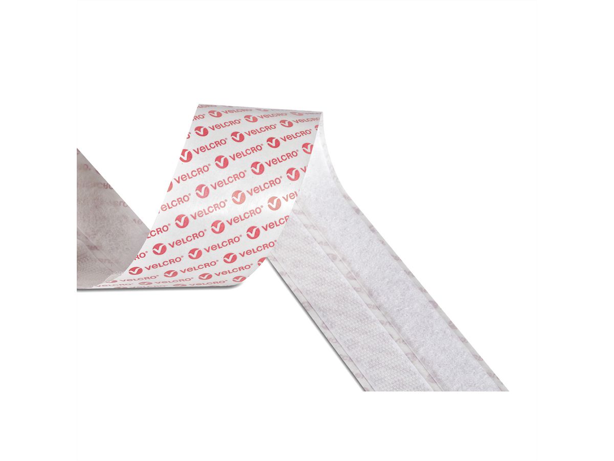 VELCRO® Klettband Selbstklebend, Haken & Flausch 20mm x 5m Weiß