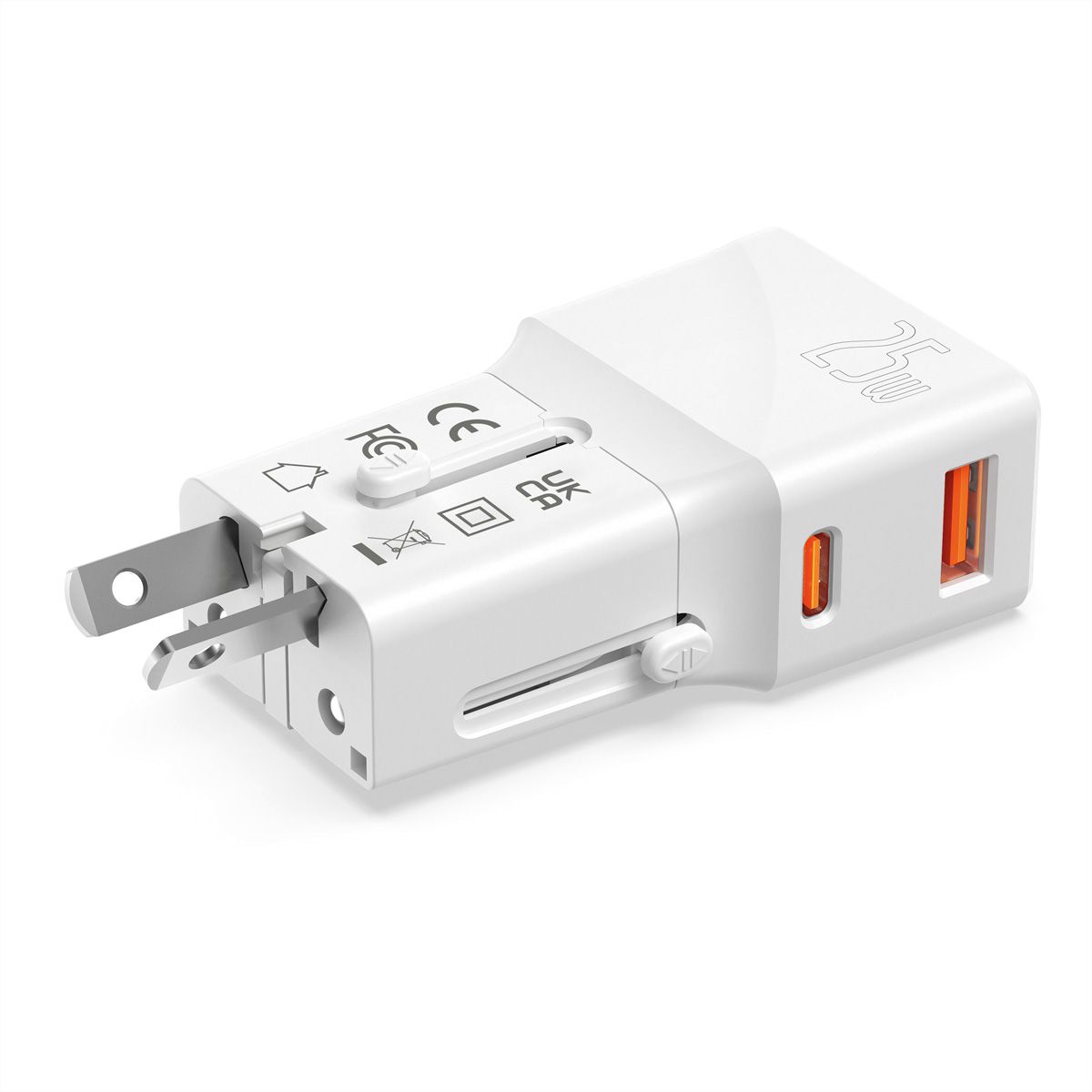 VALUE POCKET Travel Charger, EU/UK/US, 2x Ports (A+C), 25W