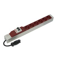SCHROFF contactdoosstrip UTE, met Wieland®-ingang, 6 contactdozen, 19", rood, met overstroombeveiliging