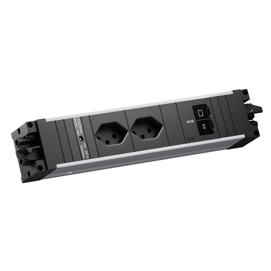 BACHMANN STEP ALU 2xCH 90°, 1x USB C/C 45W