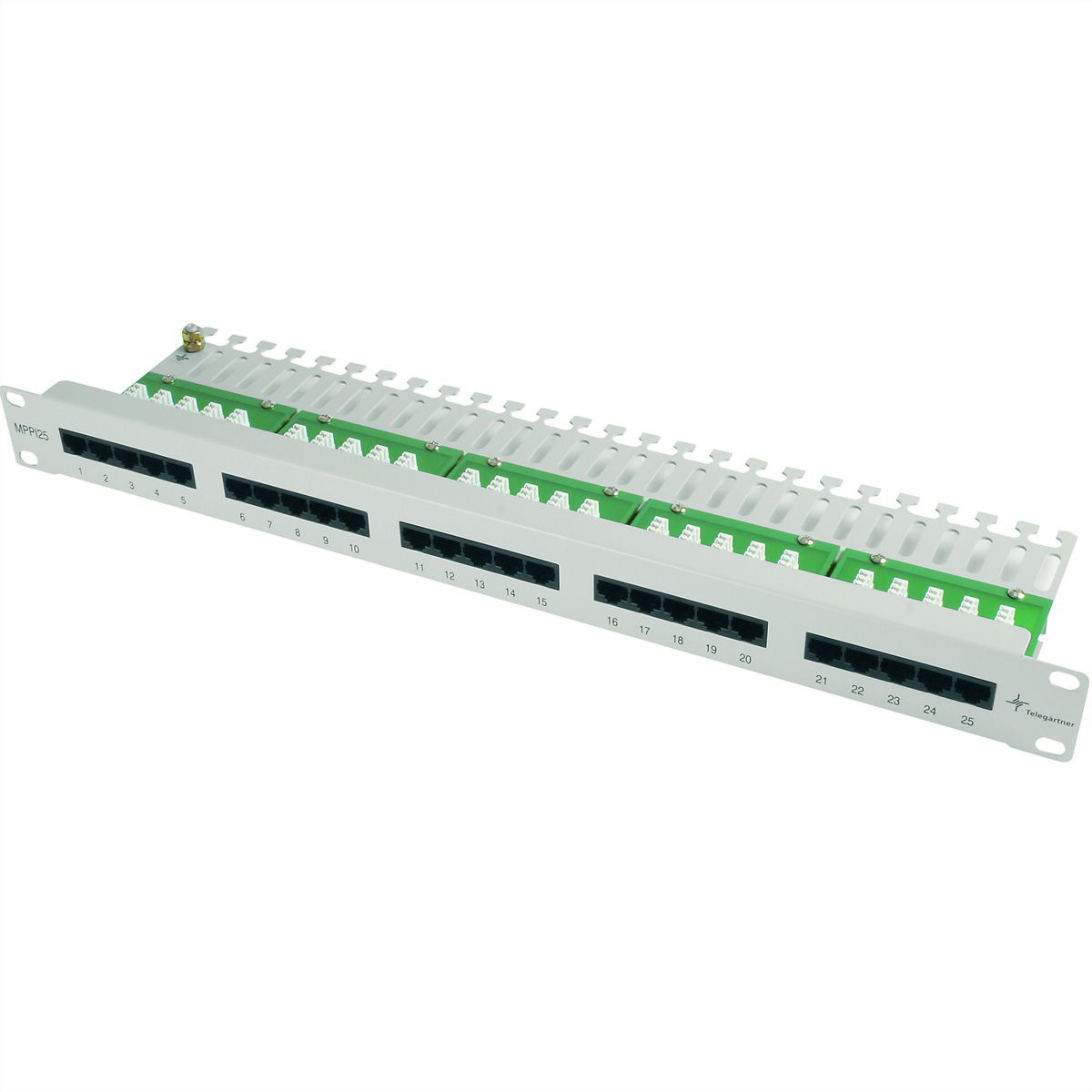 TELEGÄRTNER 19" Patch Panel, ISDN/TEL, 1HU, MPPI25-H ISDN/TEL w/o cabman gr