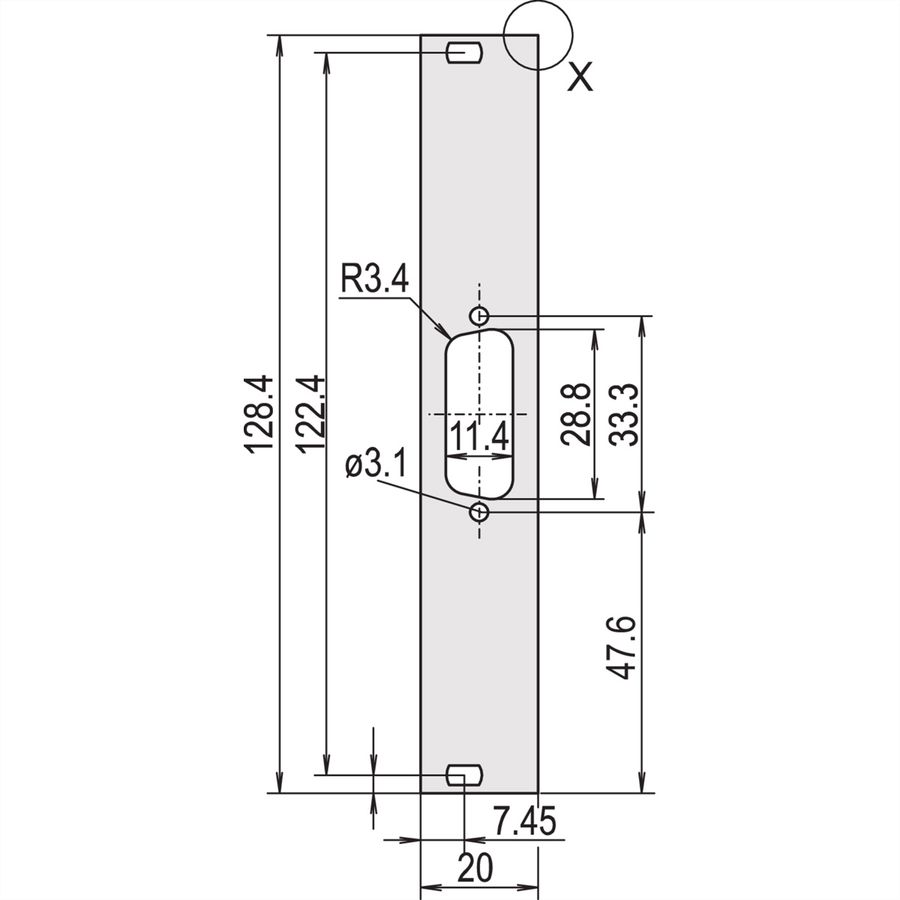 SCHROFF Voorpaneel, plat, niet afgeschermd, D-Sub uitsparing, 3 HE, 4 HE, 1 x 15 pen, 2,5 mm, Al, geanodiseerd vooraan, geleidend achteraan