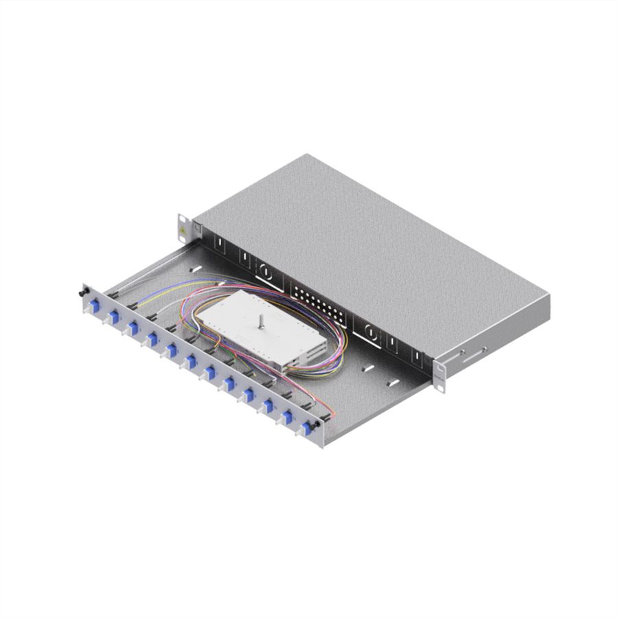 FO Splice Housing, Grade C 19" 1U, 12 Ports, 12x LC-Duplex, OS2