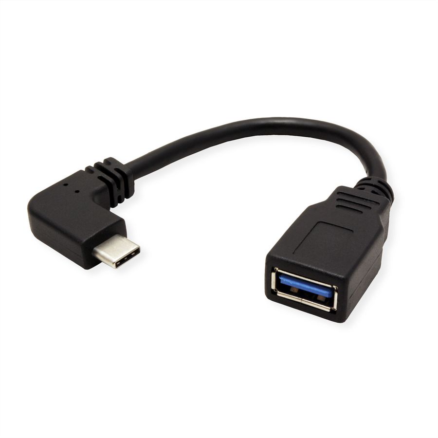 ROLINE USB 3.2 Gen 1 kabel Type C - Type A, Male/Female, OTG , zwart, 0,15 m
