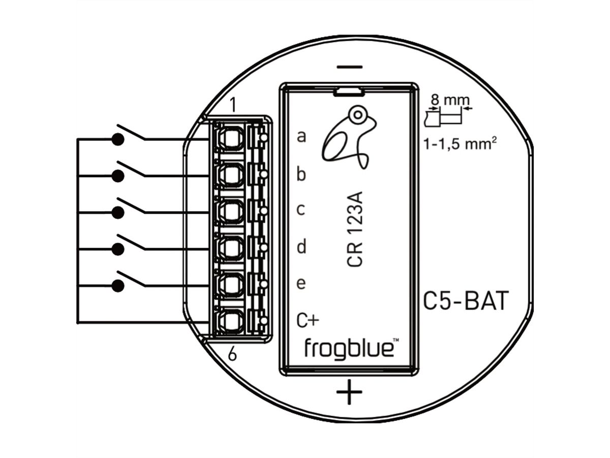 frogblue frogContact5-BAT, 5-kanaals ingang met batterijvoeding