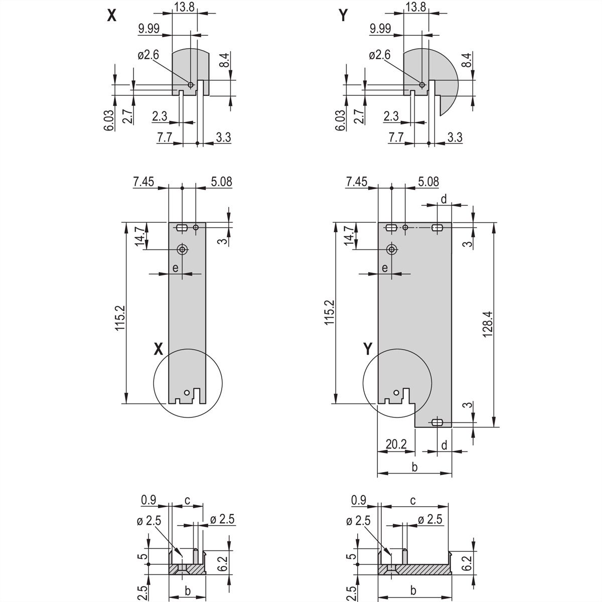 SCHROFF-insteekset met IET-handgreep, afgeschermd, zwart, 3 HE, 12 HE
