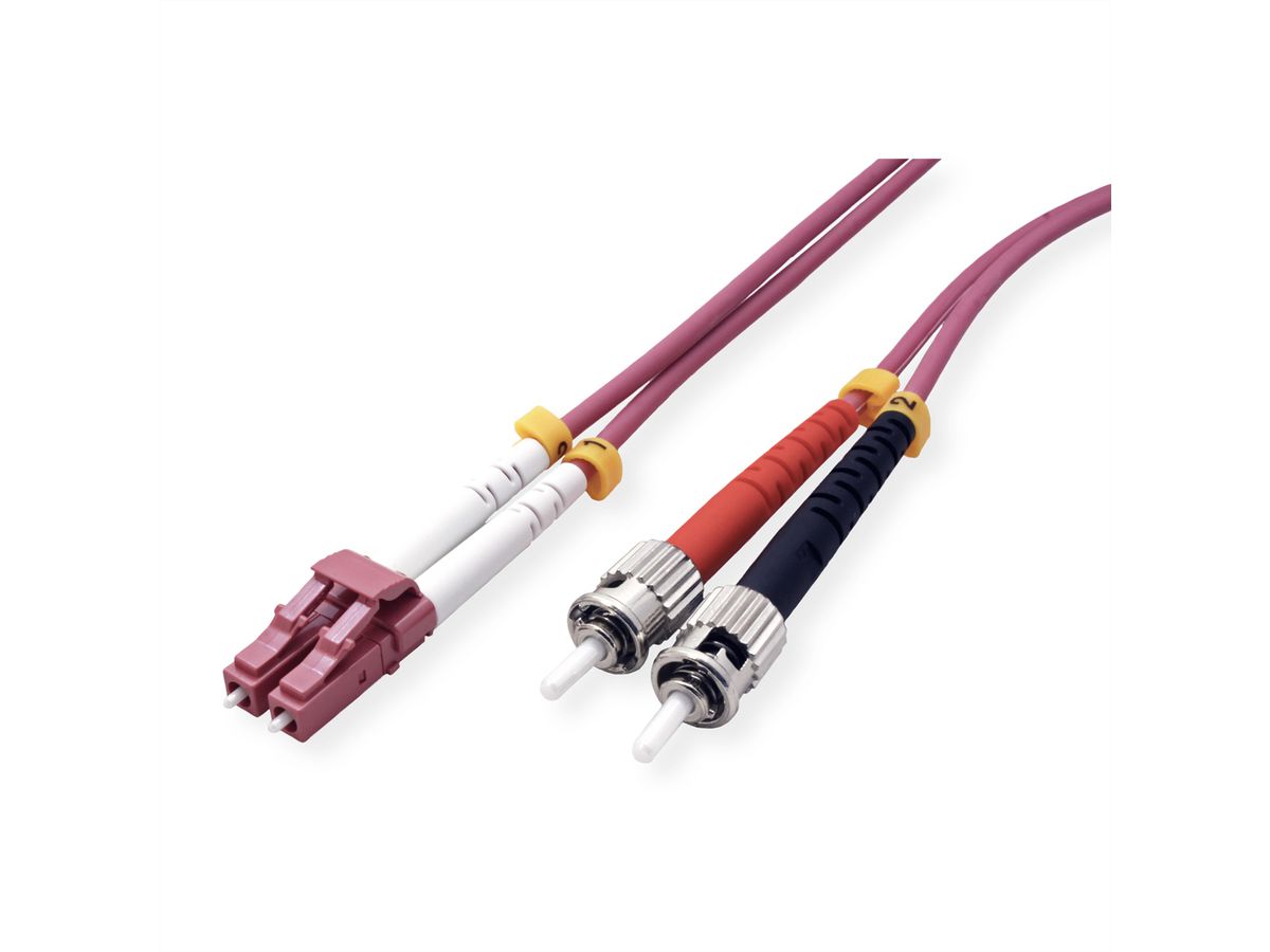VALUE Fibre Optic Jumper Cable, 50/125µm, LC/ST, OM4, violet, 2 m