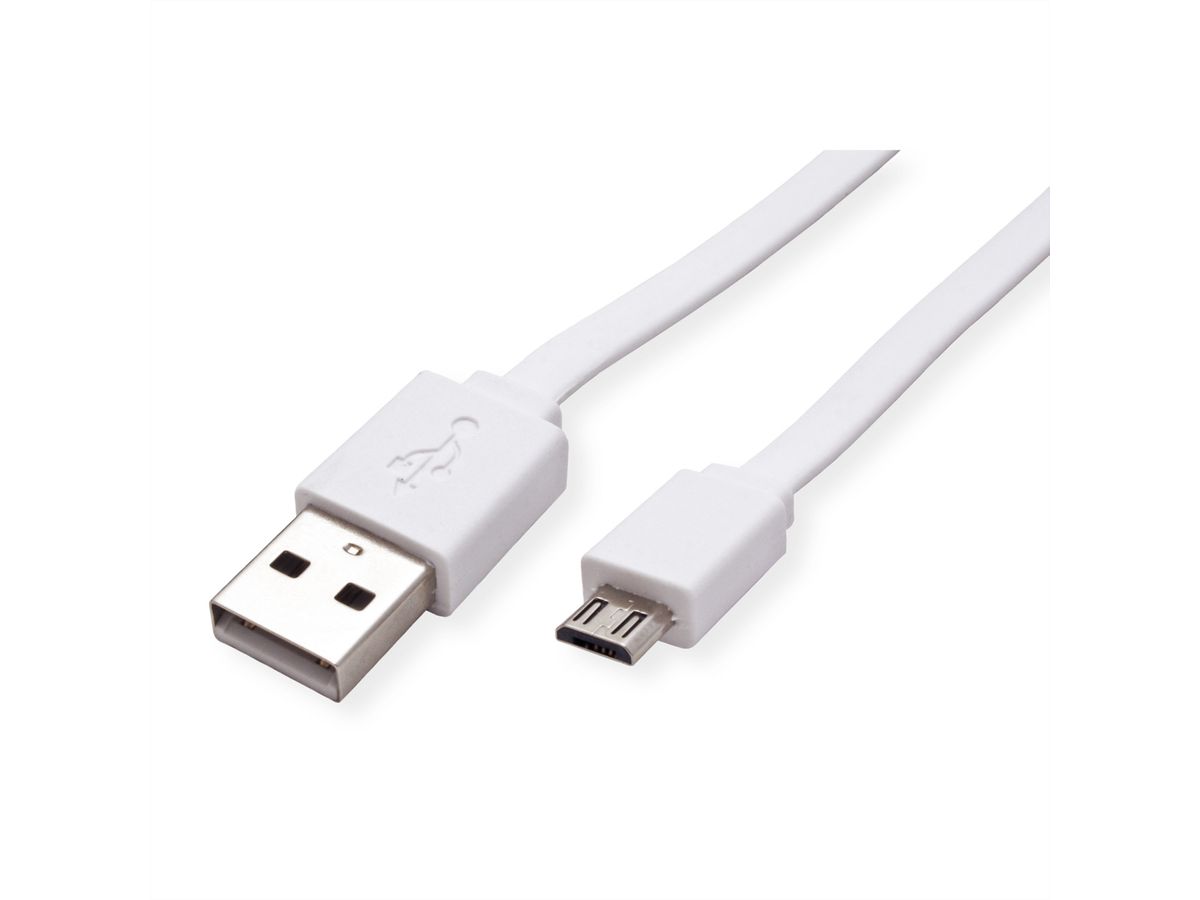 ROLINE USB 2.0 Cable, A - Micro B, M/M, white, 1 m