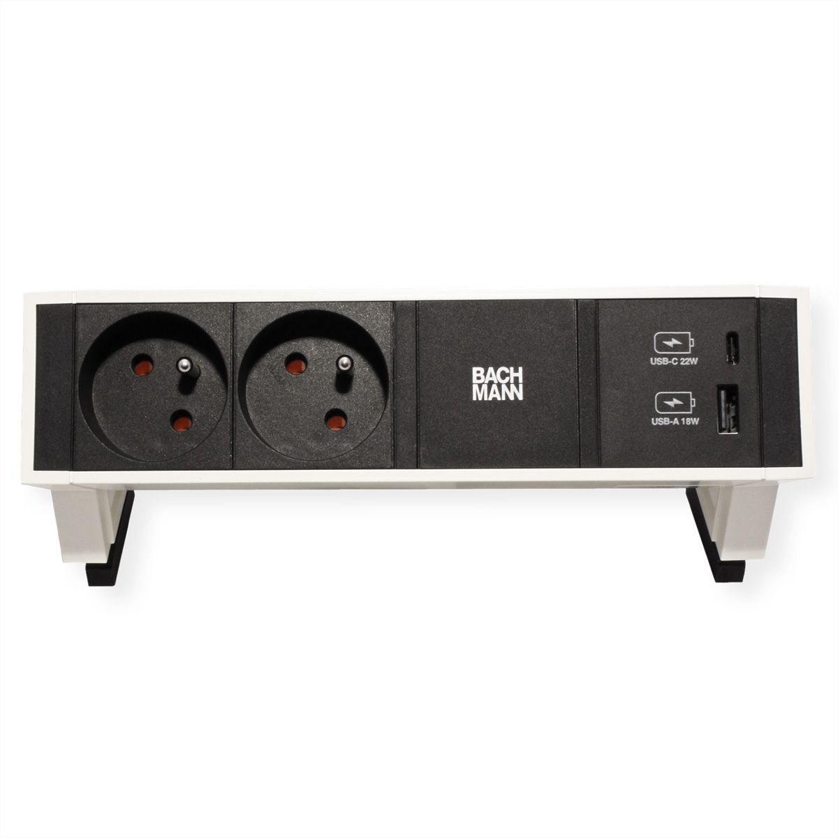 BACHMANN DESK2 2xUTE 1xUSB A/C 22W 0,2m GST18 RAL9010
