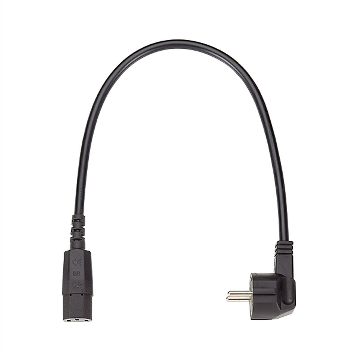 BACHMANN mains cable, straight IEC socket, black, 0.5 m