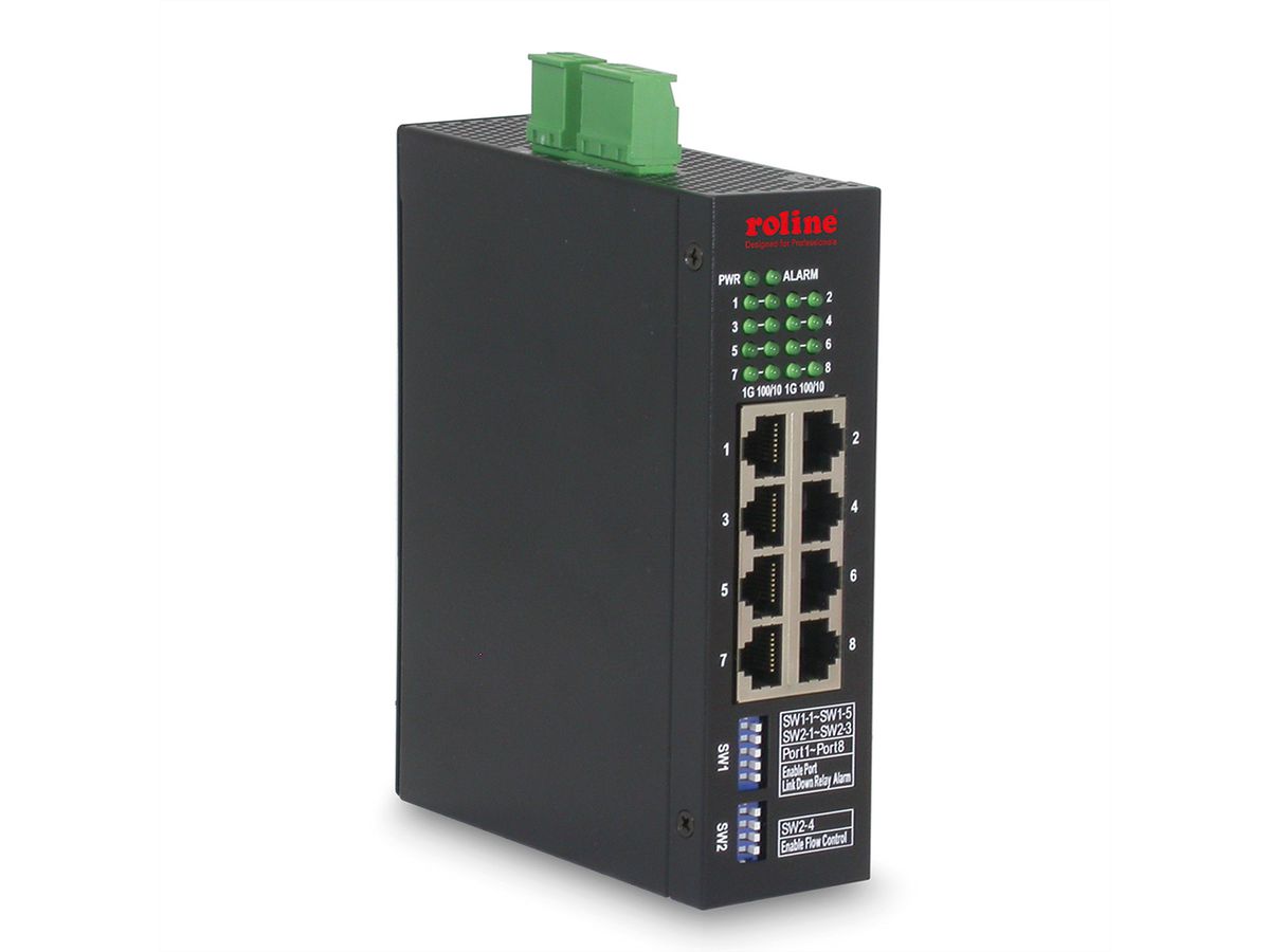 ROLINE Industriële Gigabit Ethernet Switch, 8 poorten, Web Managed