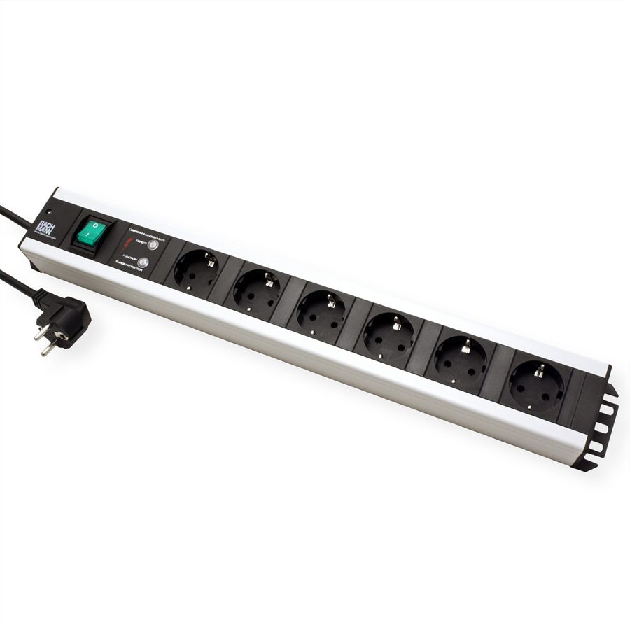 BACHMANN craftsman's power strip 6x earthing contact, overvoltage protection, switch