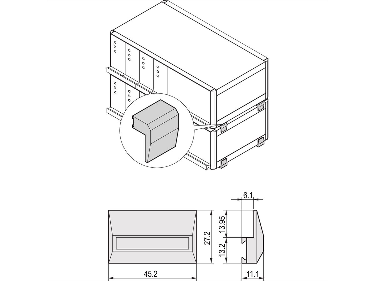 SCHROFF stapelhulp kit voor RatiopacPRO/-Air case of Interscale, RAL 7016