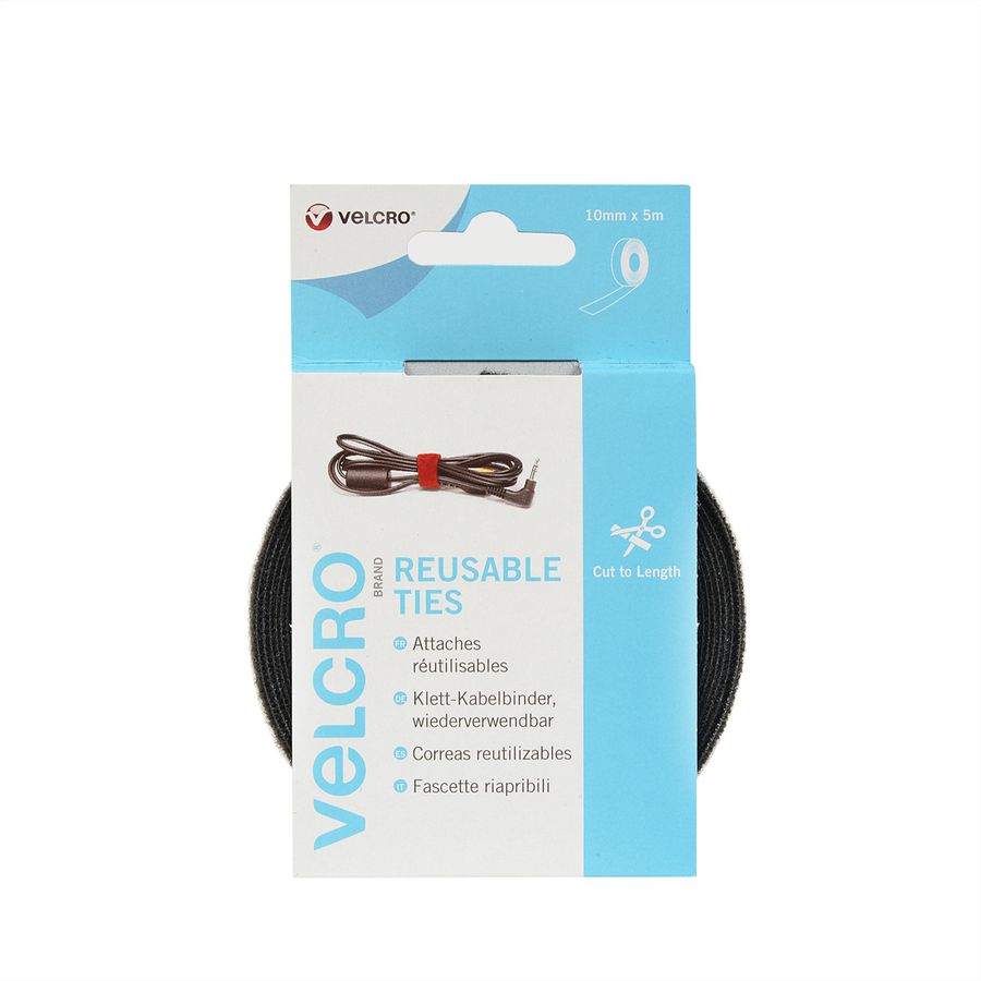 VELCRO® ONE-WRAP® Herbruikbaar klittenband, ONE-WRAP® tape 10mm x 5m zwart