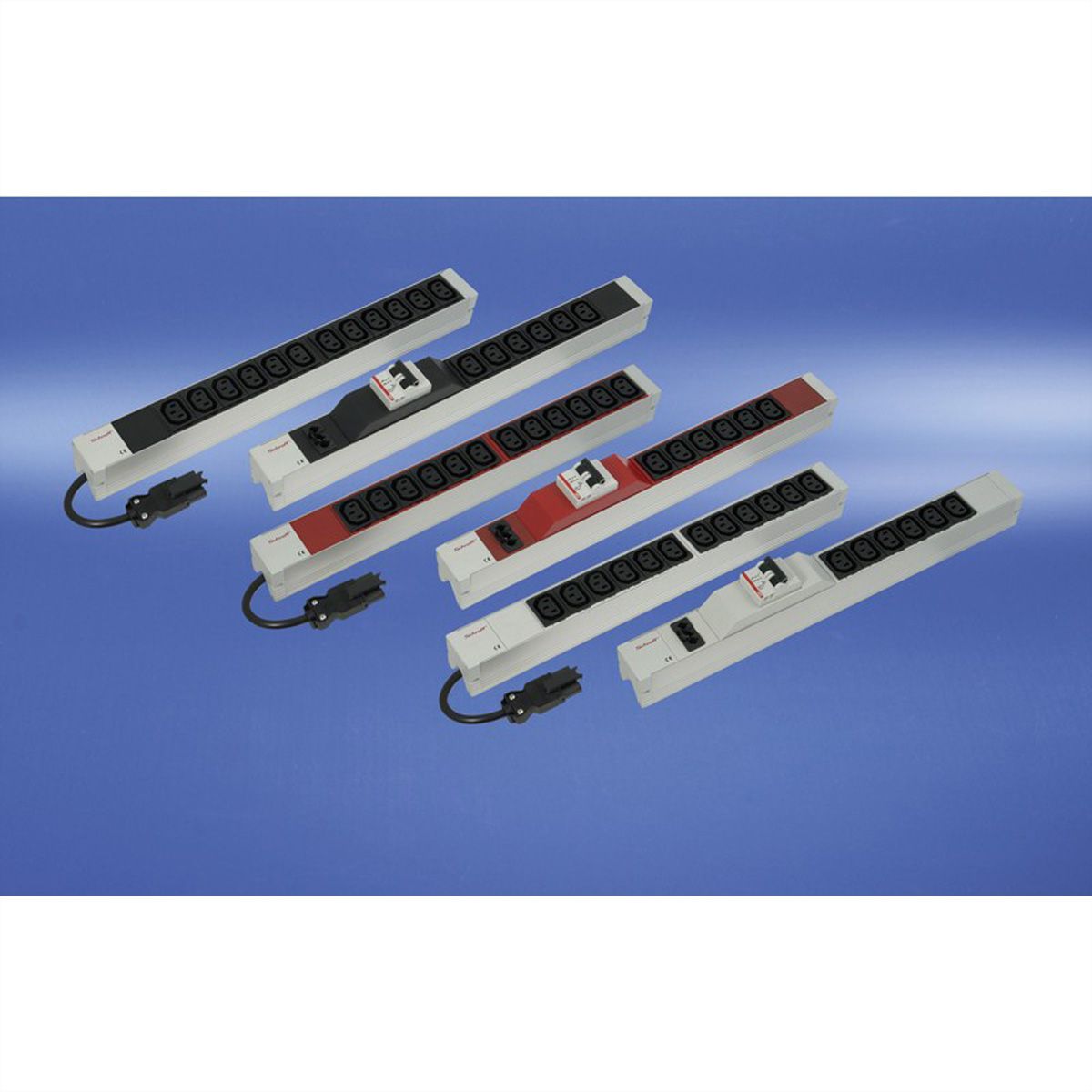SCHROFF Socket Strip, IEC C13, With Wieland® Input, C13, 6 Sockets, 19", White, With Overcurrent Protection