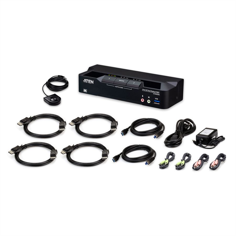 ATEN CS1942DPA 2-poorts USB 3.0 8K DP KVM, DUAL View