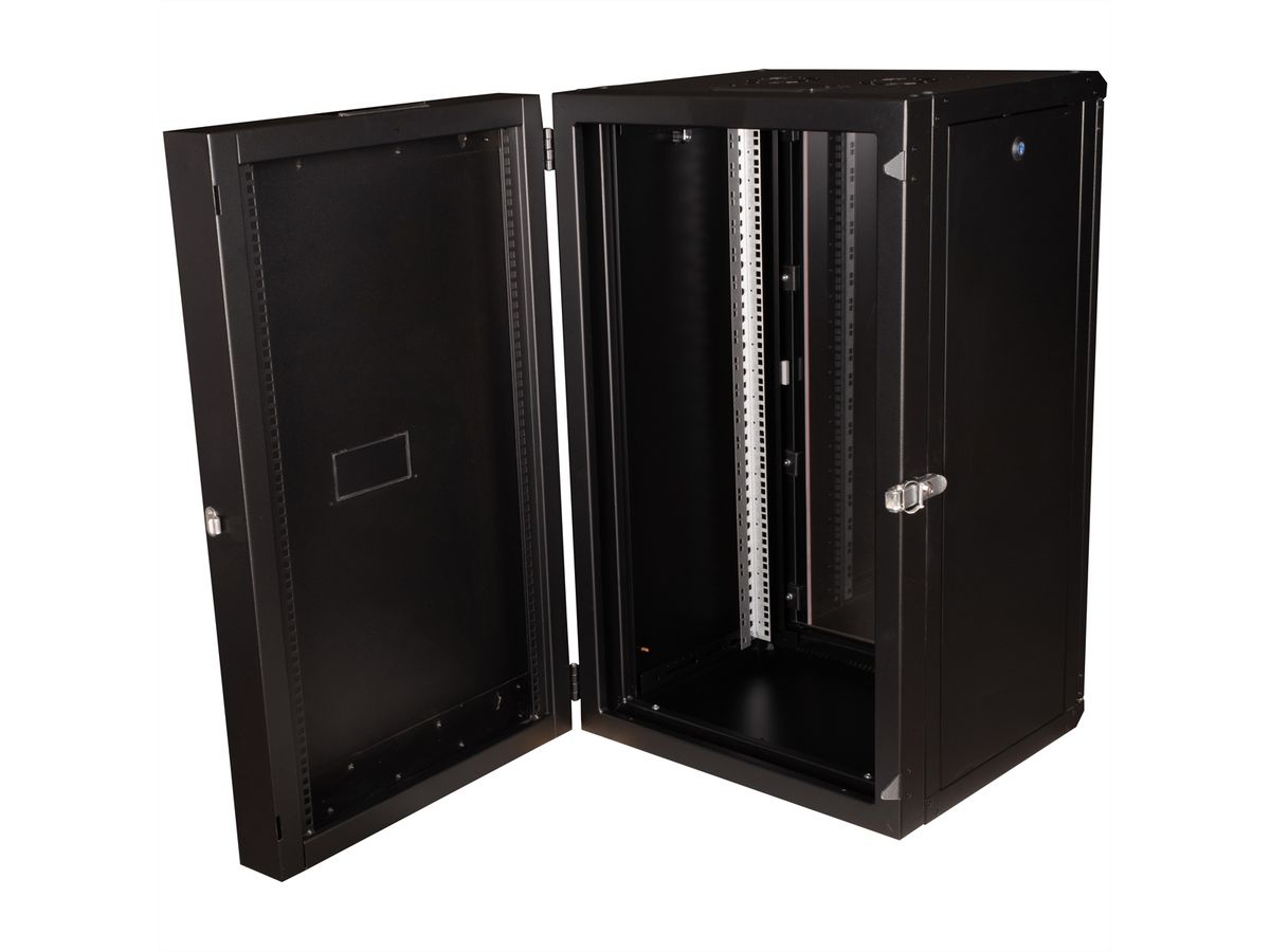 ROLINE 19-inch wall-mounted housing Pro 20 U, 600x600 WxD two-piece swivelling black