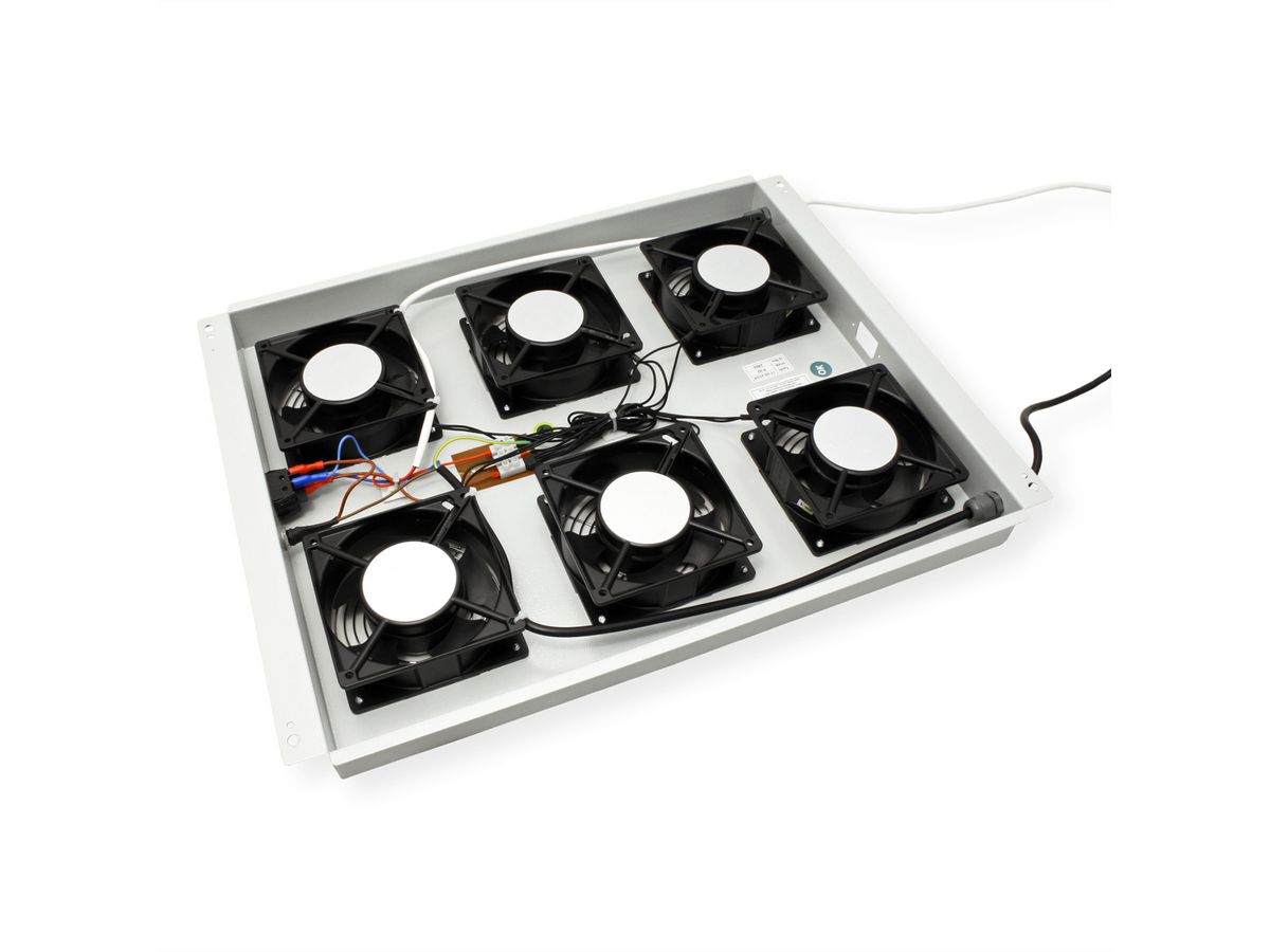 ROLINE 19-inch roof-mounted fan unit 6 fans, Thermostat grey