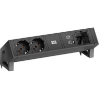 BACHMANN DESK2 2xP40 1xUSB A/C 22W 1xCM, 0.2m GST18 RAL9005 Italia