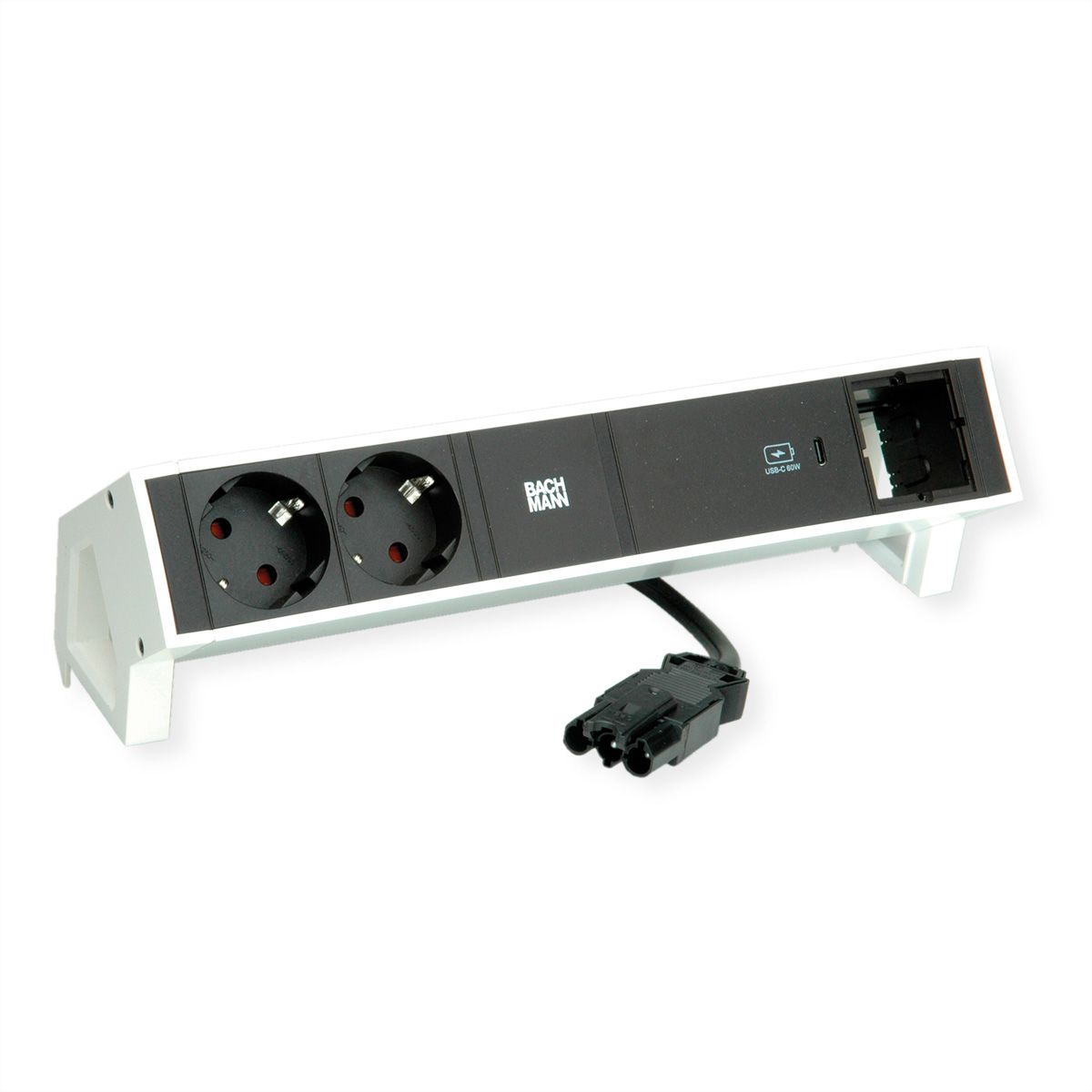 BACHMANN DESK2 2xbeschermend contact USB C, USB Lader 60W 1xABD 0,2m GST18 wit