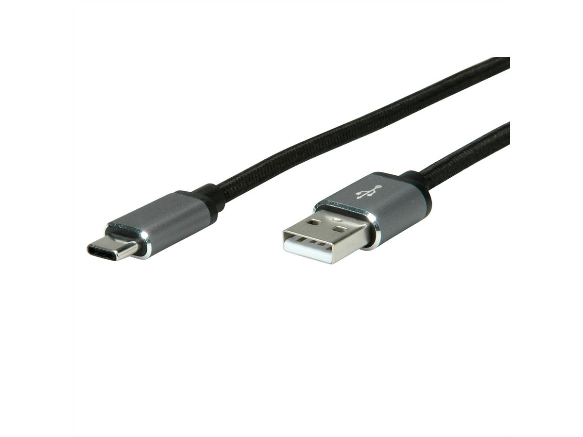 ROLINE USB 2.0 Kabel, C - A, M/M, zwart, 0,8 m