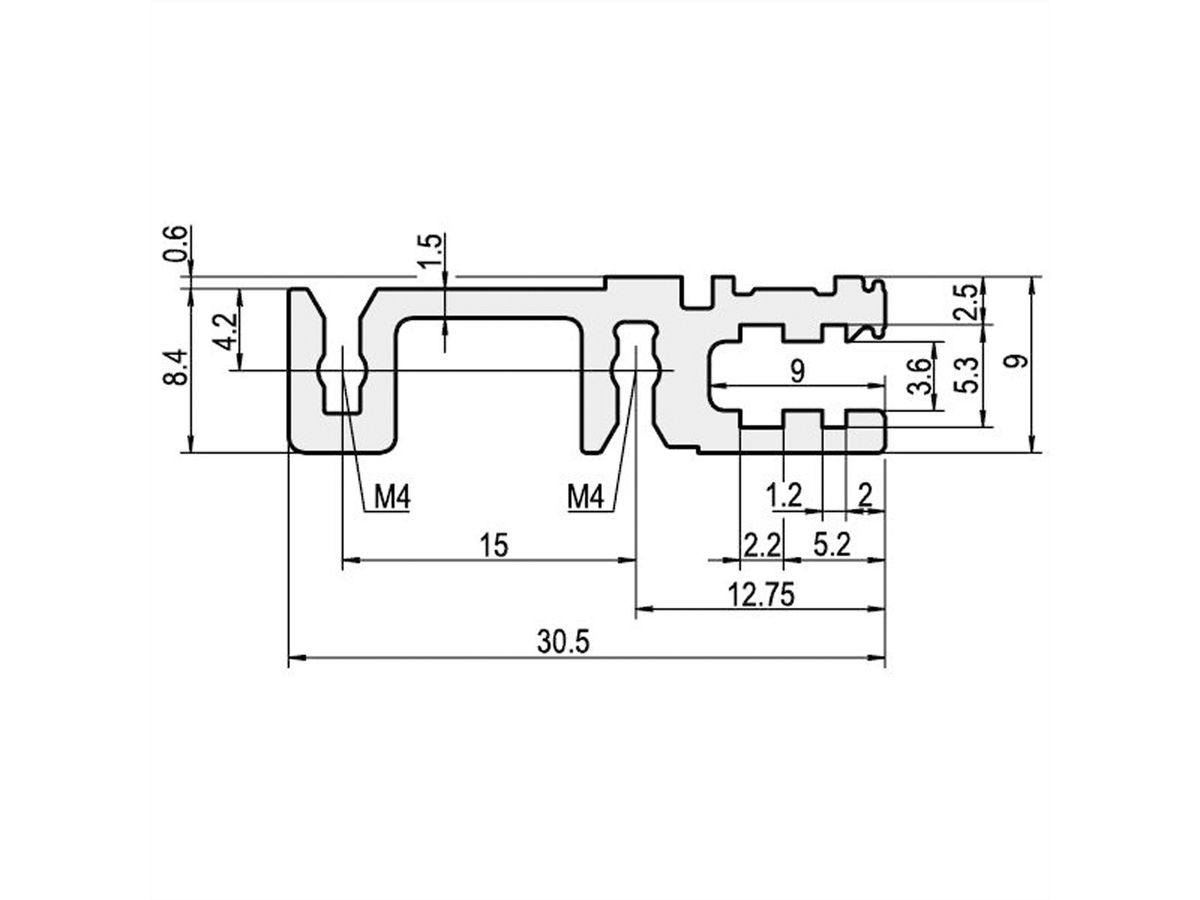 SCHROFF horizontale rail achter type H-VT, zwaar, 20 pk