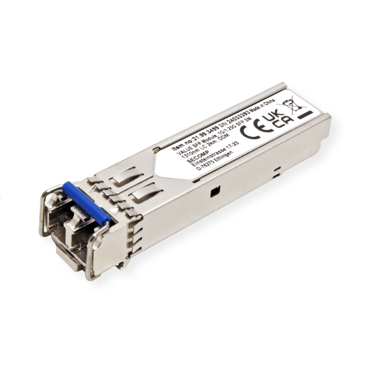 VALUE SFP-module (MiniGBIC) LX/LC, 1/1.25G, Single Mode 1310nm, max. 2km
