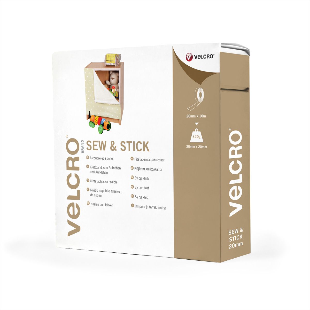 VELCRO® Sew & Stick klittenband met haken en lussen 20 mm x 10 m wit