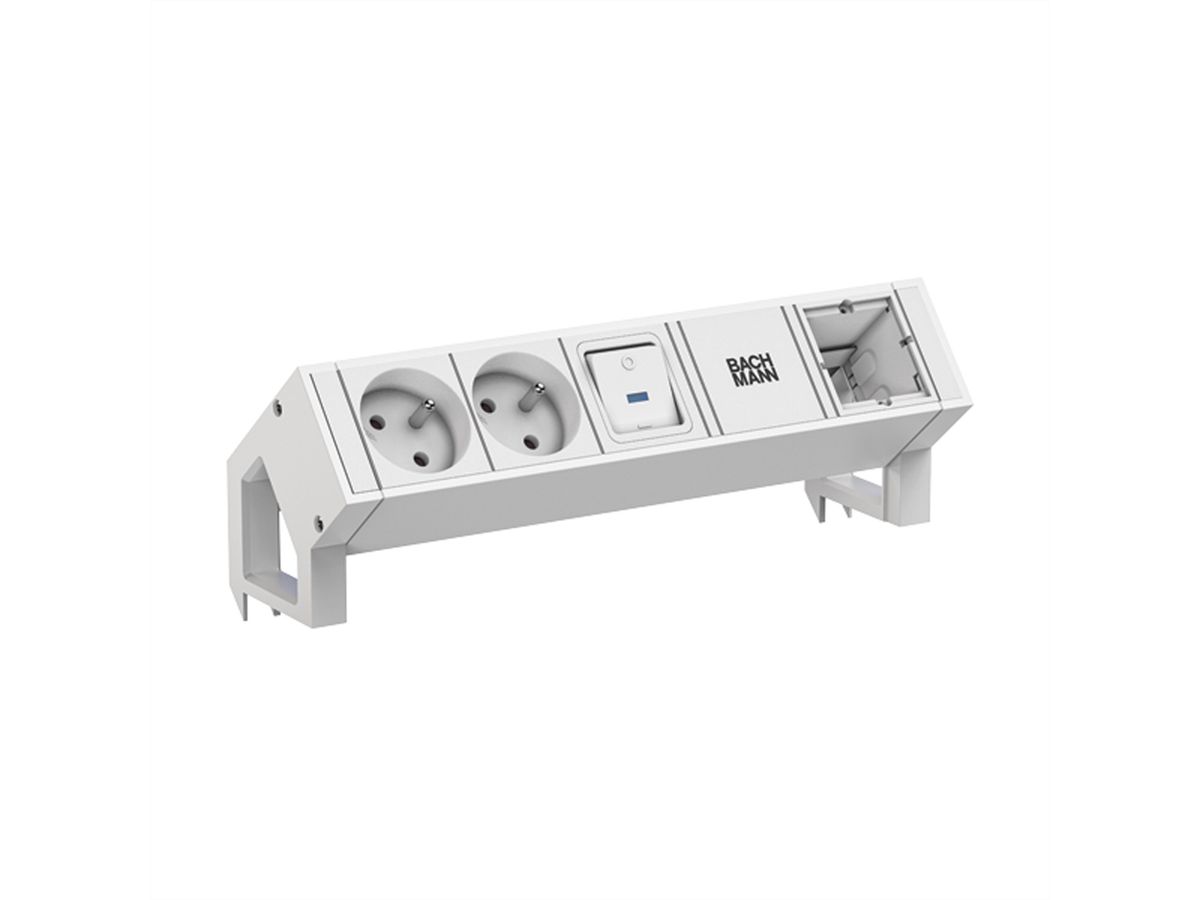 BACHMANN DESK2 white 2xUTE 1xSwitch 1xCM 0,2m GST18 RAL9010