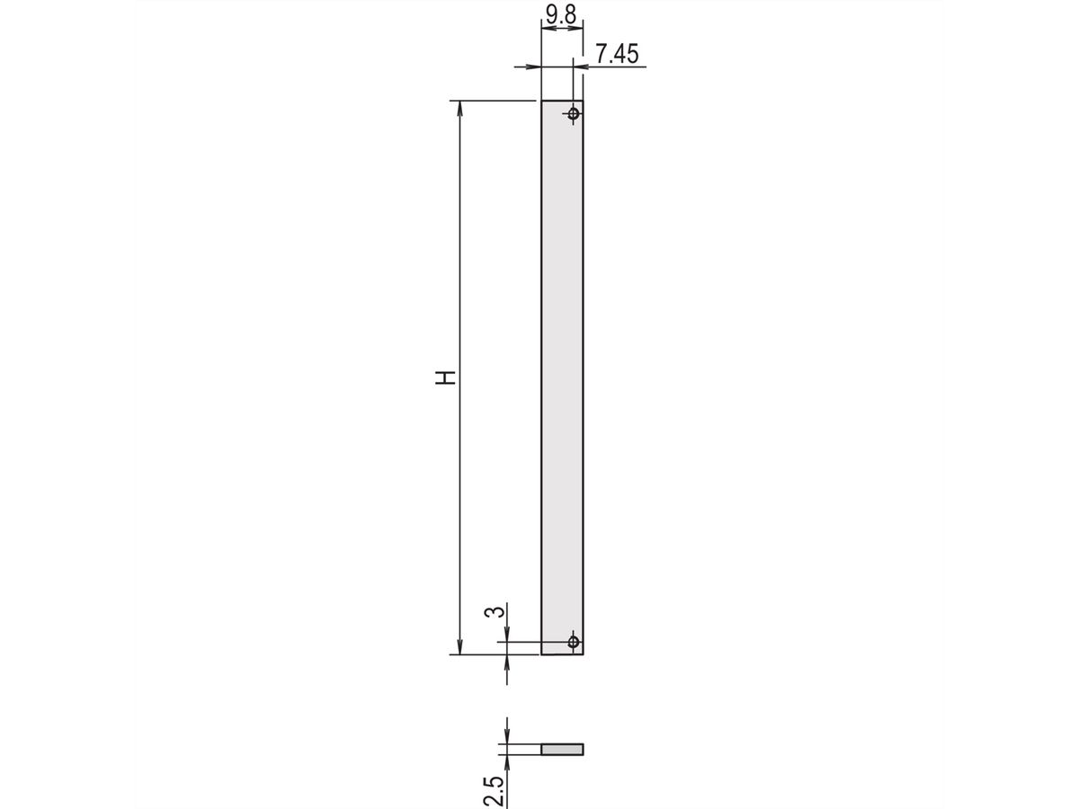 SCHROFF Front Panel, Unshielded, Screw Assembly 3 U, 2 HP, 2.5 mm, Al, Anodized