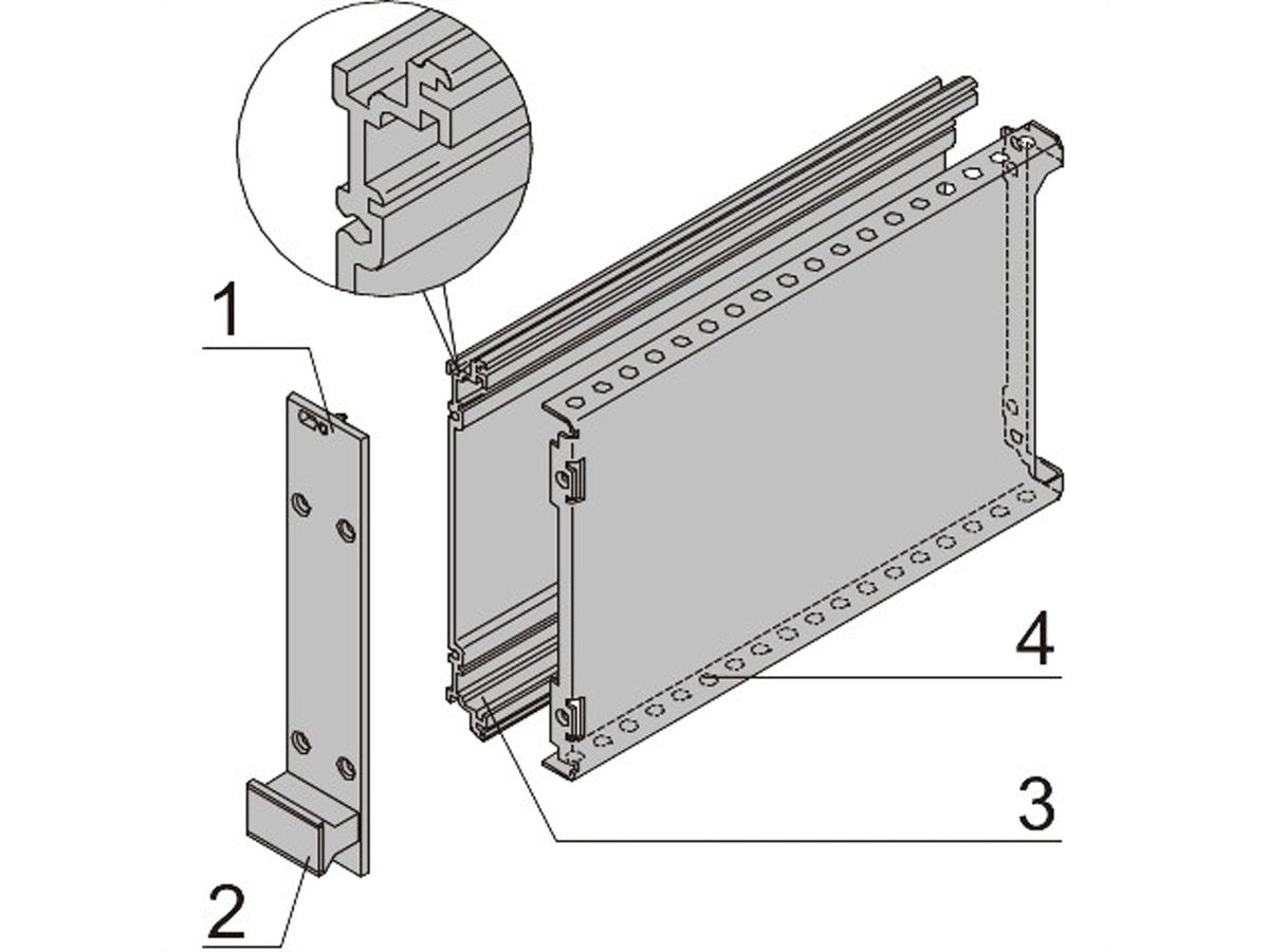 SCHROFF-frame insteekmodule PRO-set, met kap, niet-afgeschermd, 3 HE, 7 HE, 227 mm