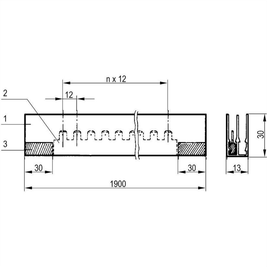 SCHROFF Busbar With FASTON Connections, 2 Pole, brass tin-Plated