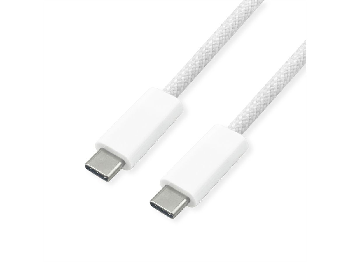 ROLINE USB4 Gen3x2 Kabel, C-C, M/M, 8K UHD-2, 40Gbit/s, 240W, wit, 1 m