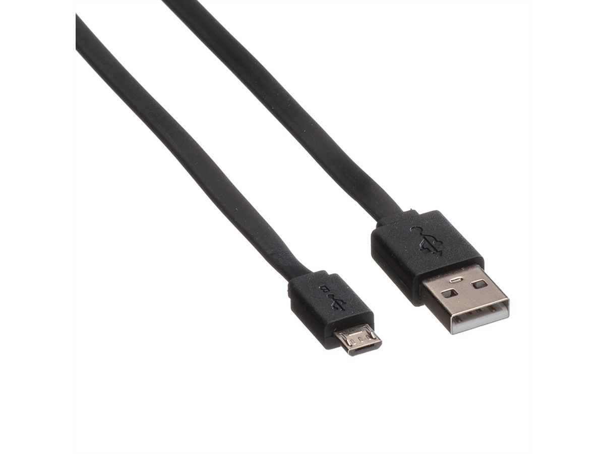 ROLINE USB 2.0 kabel, USB A M - Micro USB B M, zwart, 1 m