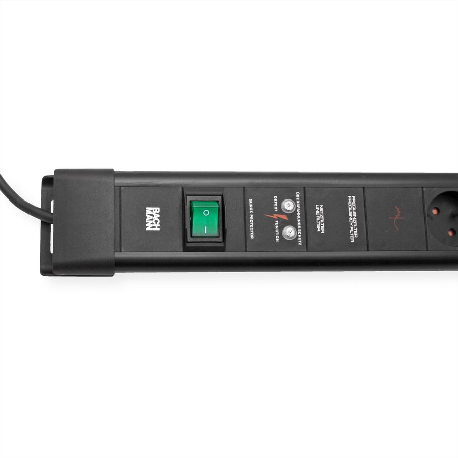 BACHMANN CONNECTUS 6xUTE, 1xGVS 1xSchalter 2,0m CEE7/7 Schwarz