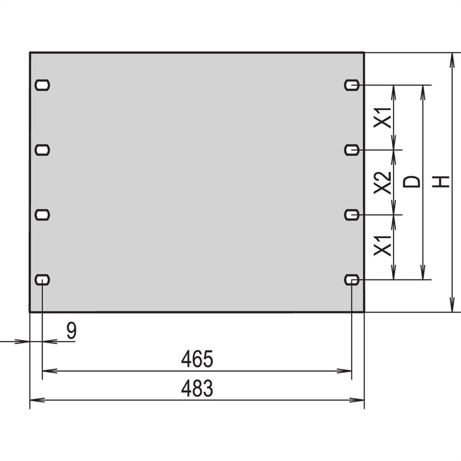 SCHROFF 19" Front Panel, 9 U, 3 mm, Al, Anodized, Untreated Edges