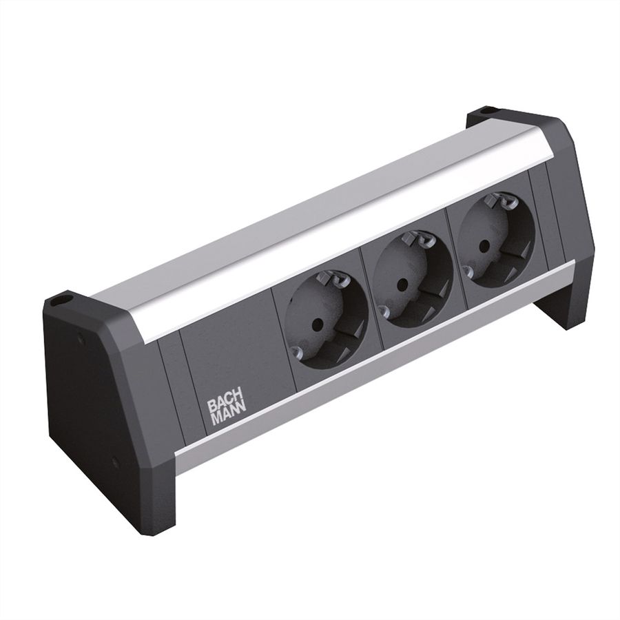 BACHMANN Desk 3x geaard stopcontact, met montagebeugel