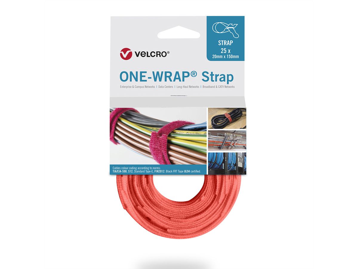 VELCRO® One Wrap® Bindband 20 mm x 200 mm, 25 stuks, oranje