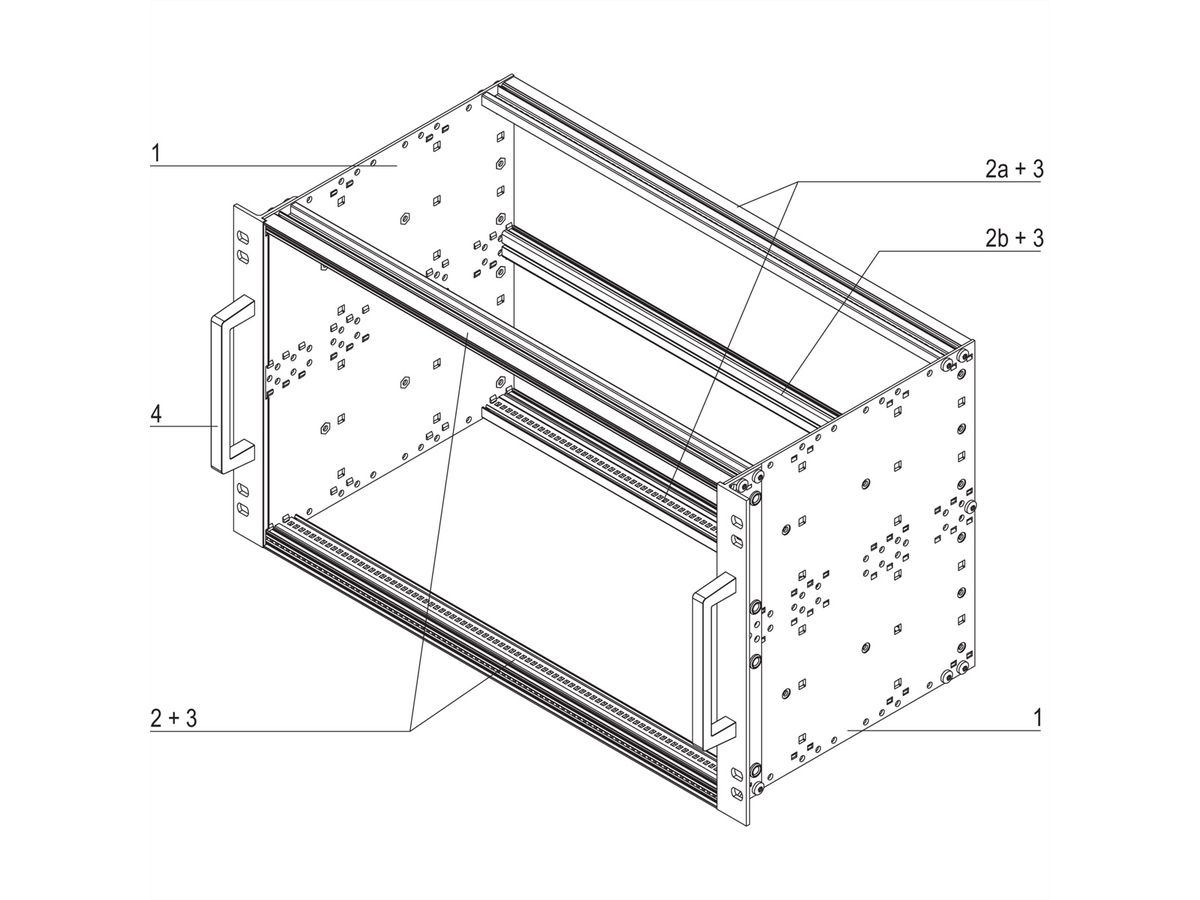 SCHROFF EuropacPRO 19" moduledrager voor rail, retrofit-afscherming, EN 50155, 6 HE, 84 PK, 235 mm