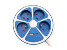 ROLINE Power Strip, 4-way, with switch, round, 1x USB A+ 1x USB C, UTE Version, blue, 1.5 m