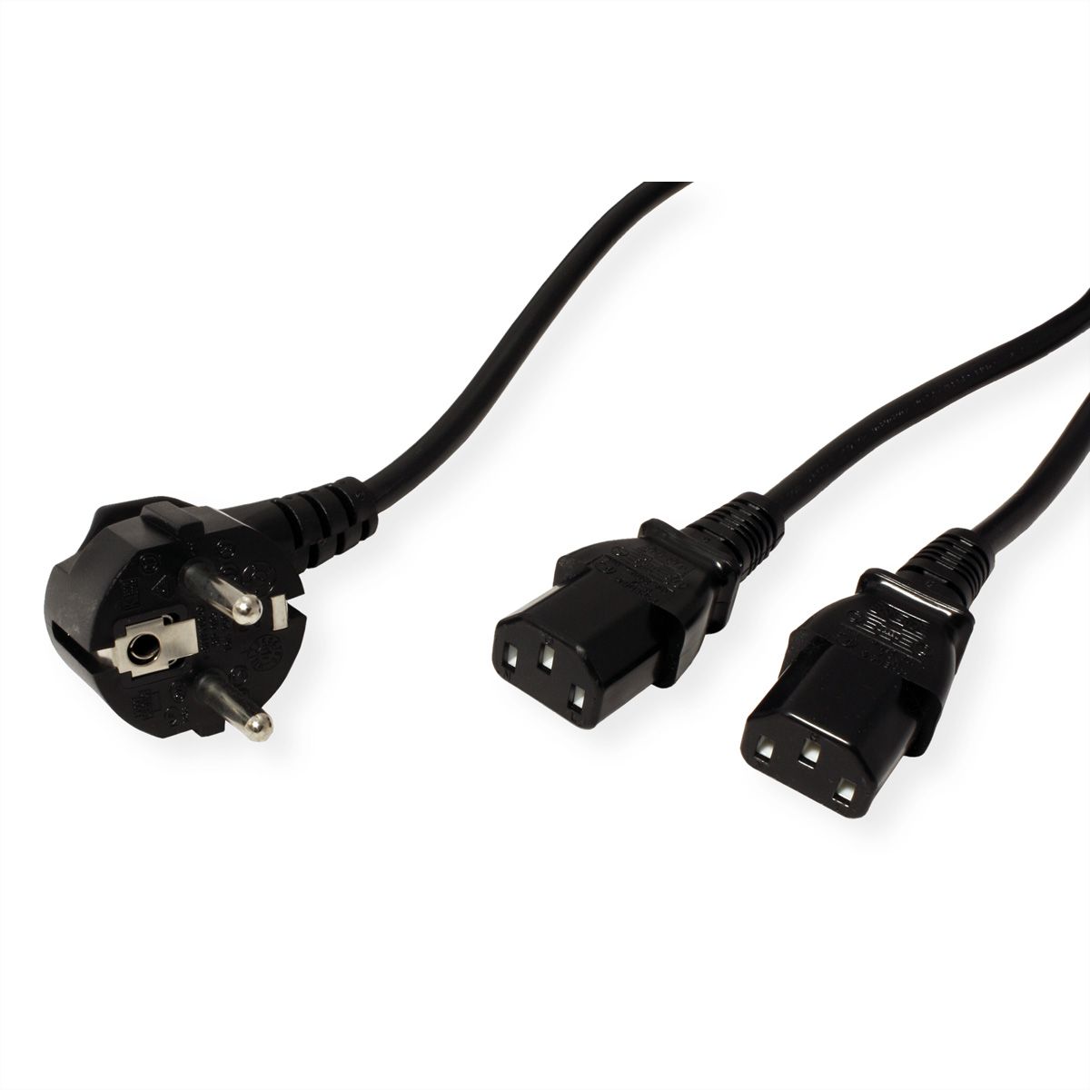 VALUE Y-Power Cable, 2x straight IEC Connector, black, 2 m
