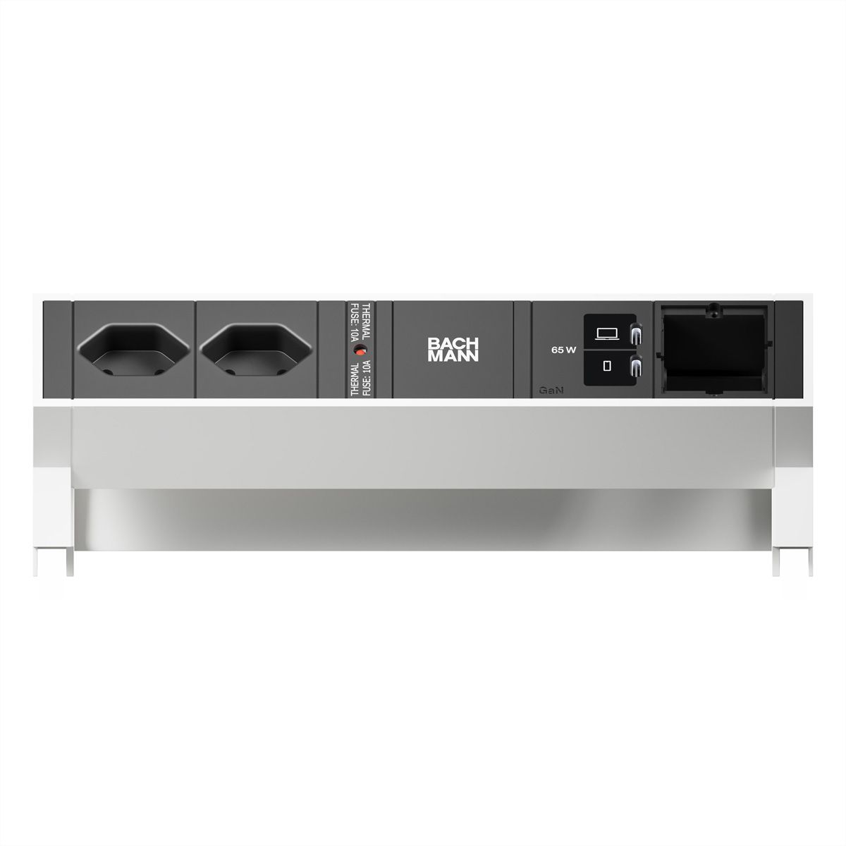 BACHMANN DESK2 2xCH 90° 1xUSB C/C 65W, 1xCM L=0.2m RAL9010