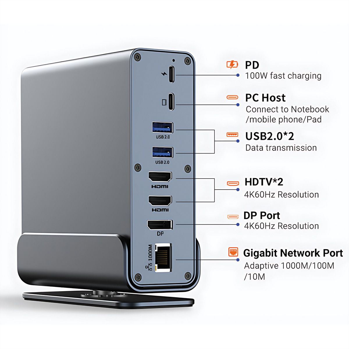 VALUE Dockingstation USB-C, HDMI/DP 4K60, Gigabit Ethernet, USB-A, USB-C, PD, SD/microSD, Audio