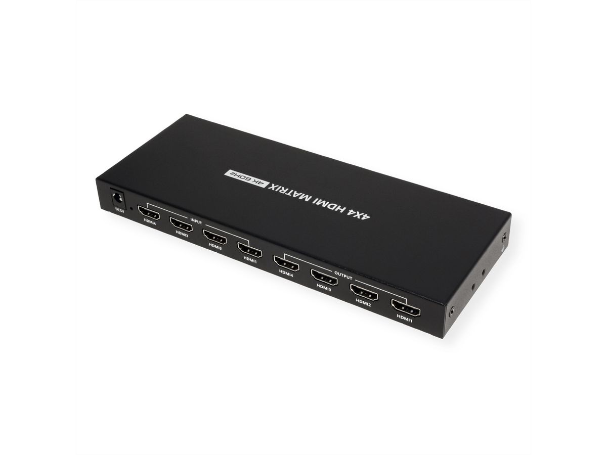 VALUE 4K HDMI Matrix Switch, 4x4, met afstandsbediening
