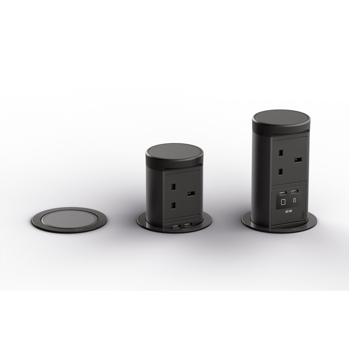 BACHMANN ELEVATOR2 1xUK, 1xUSB C/C 45W RAL9005 0.5m ISV