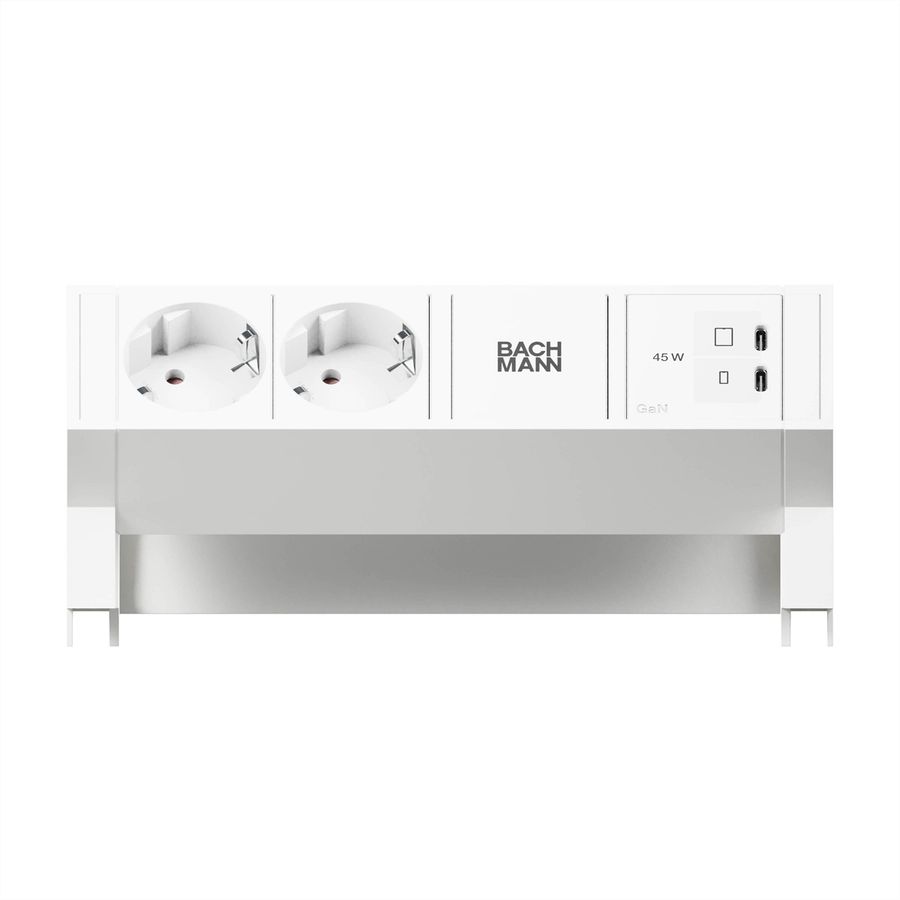 BACHMANN DESK2 PURE WHITE 2xCEE7/3, 1xUSB C/C 45W L=0,2m RAL9010