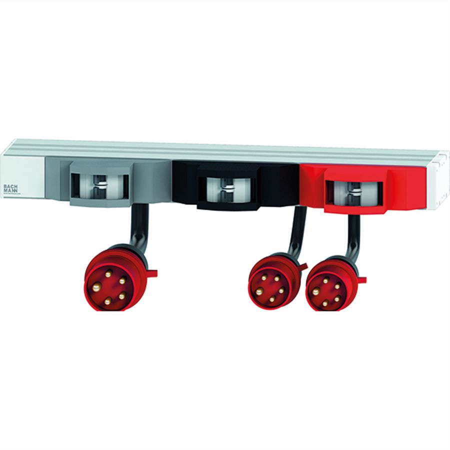 BACHMANN 19" 1U FuseBox 6xLS C16A, 2m H05VV-F 5G4mm CEE plug 32A red